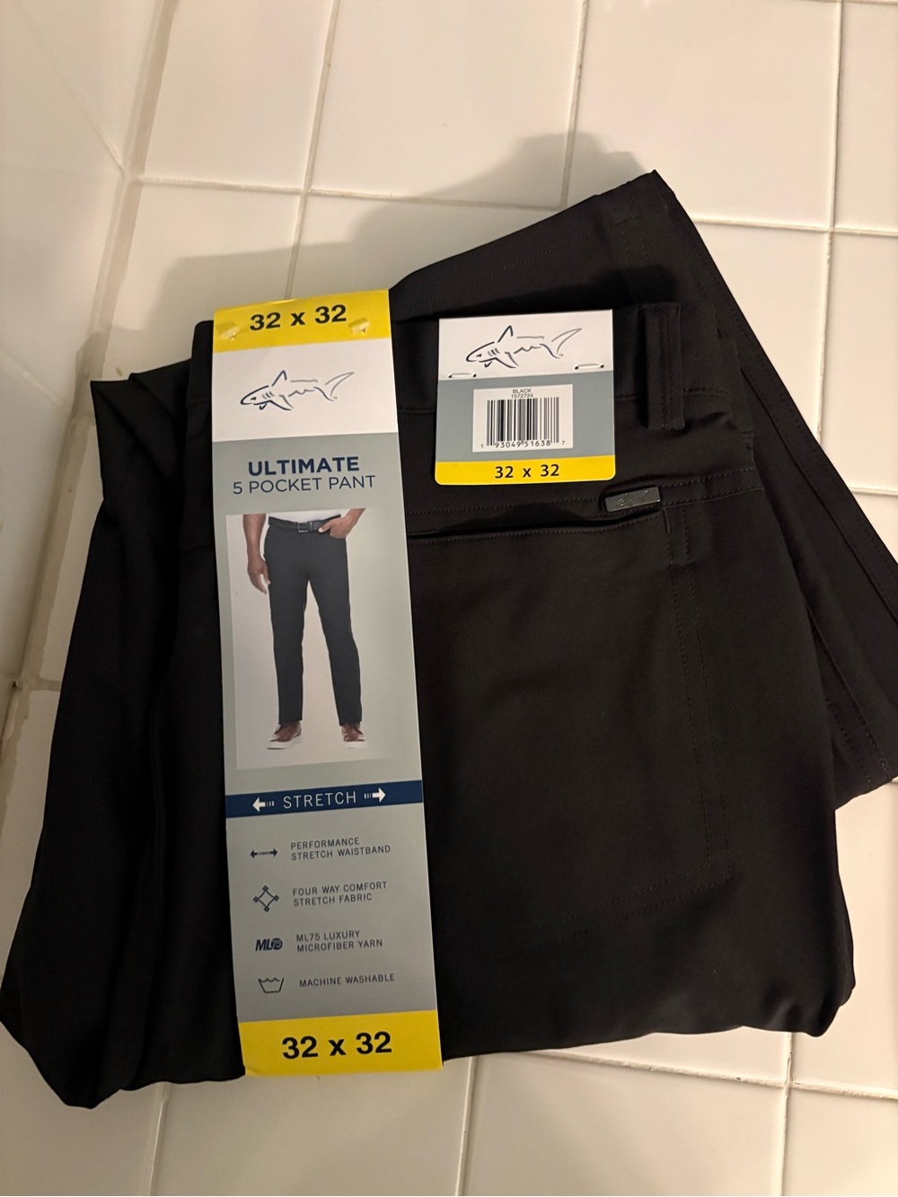 NWT Greg Norman Ultimate 5 Pocket Stretch Pants 32x32 Black